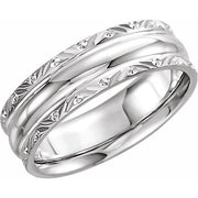 14K White 6 mm Design-Engraved Band Size 12