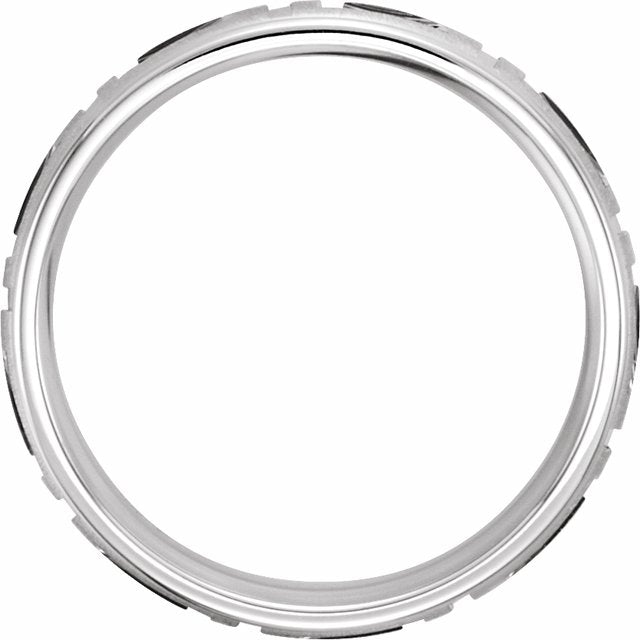 14K White 7 mm Greek Key Pattern Band  Size 9.5