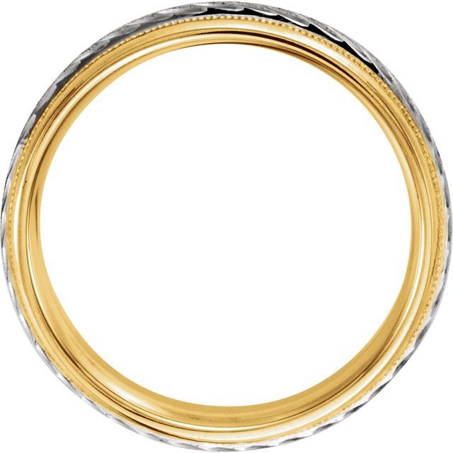 14K Yellow/White/Yellow 6 mm Design-Engraved Band Size 6.5