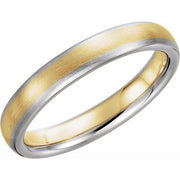 14K White & Yellow 4 mm Half Round Band with Satin Finish Size 5.5