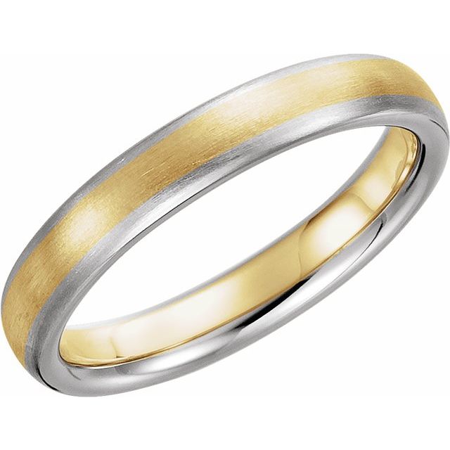 14K White & Yellow 4 mm Half Round Band with Satin Finish Size 5.5