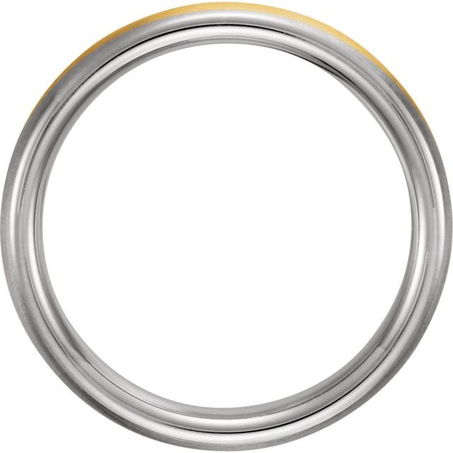 14K White & Yellow 4 mm Half Round Band with Satin Finish Size 5.5