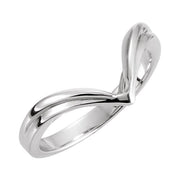 14K White V Ring