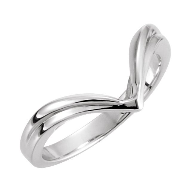 14K White V Ring