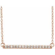 14k Rose 1/6 Ctw Natural Diamond Bar 16-18' Necklace