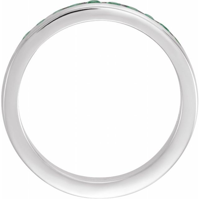 14k White Natural Emerald Anniversary Band