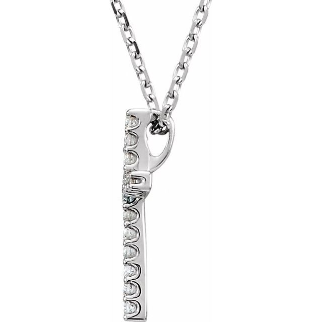 14K White .06 CTW Natural Diamond Petite Cross 16' Necklace