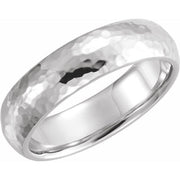 Sterling Silver 6 mm Half Round Hammered Comfort-Fit Band Size 10