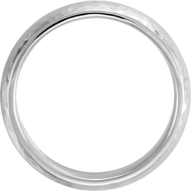14K White 5 mm Half Round Hammered Comfort-Fit Band Size 10