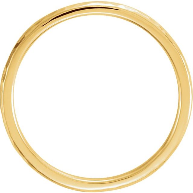14k Yellow 2 Mm Half Round Hammered Comfort-fit Band Size 7