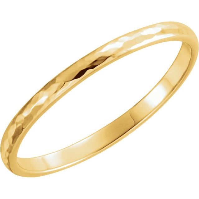 14k Yellow 2 Mm Half Round Hammered Band Size 7