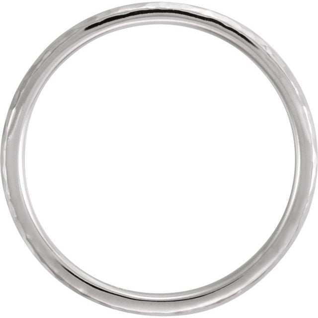 14k White 2 Mm Half Round Hammered Comfort-fit Band Size 7