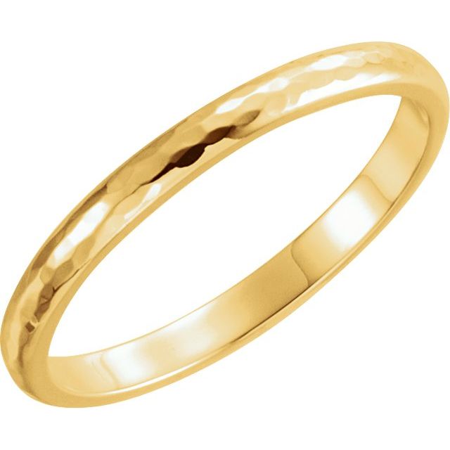 14k Yellow 2 Mm Half Round Hammered Band Size 6