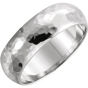 14k White 6 Mm Half Round Hammered Band Size 5.5