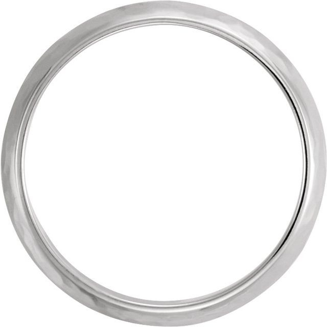 14k White 6 Mm Half Round Hammered Band Size 5.5