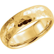 14K Yellow 7 mm Half Round Hammered Comfort-Fit Band Size 13