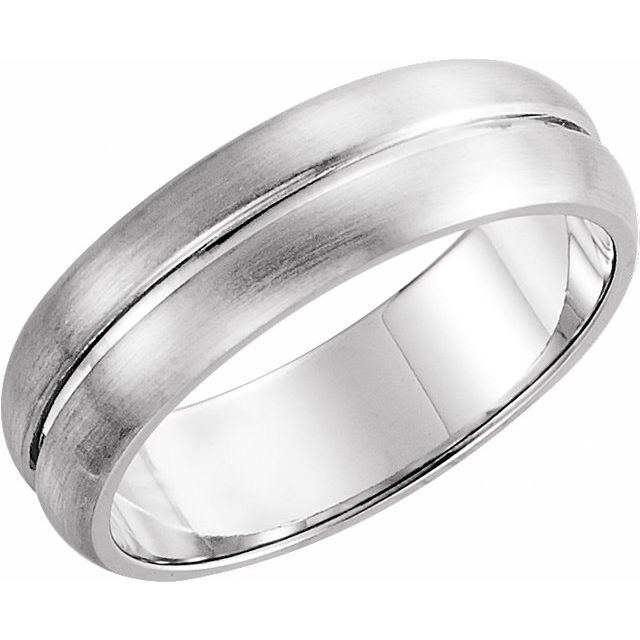 14k White 5 Mm Grooved Band With Brush Finish Size 7