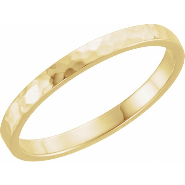 14k Yellow 2 Mm Flat Hammered Band Size 11.5