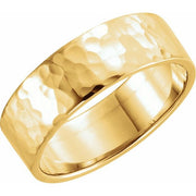 14k Yellow 6 Mm Flat Hammered Band Size 10