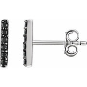 14k White 1/10 Ctw Natural Black Diamond Bar Earrings