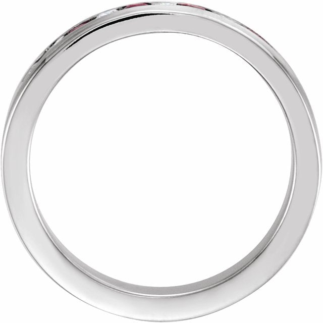14k White 1/10 Ctw Natural Diamond & Natural Ruby Anniversary Band