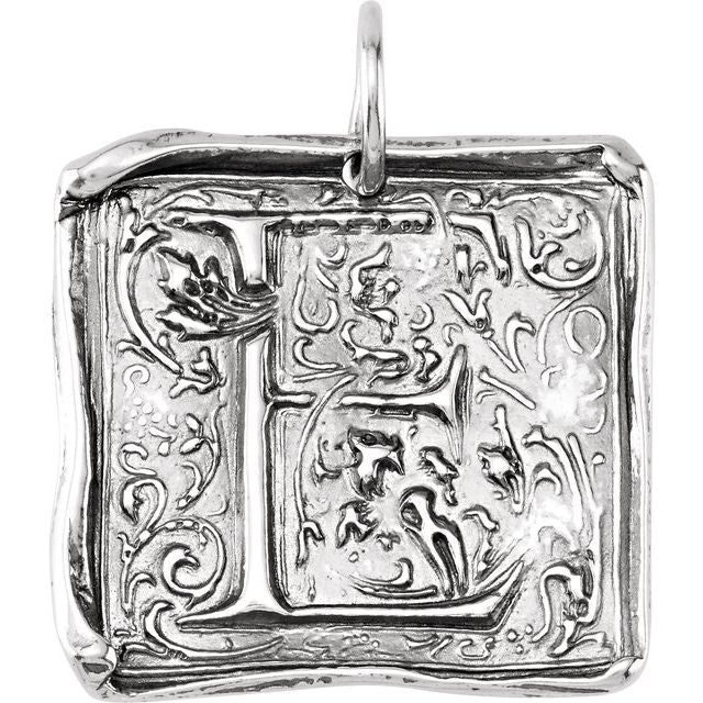 Sterling Silver Posh Mommy® Initial E Vintage-Inspired Pendant