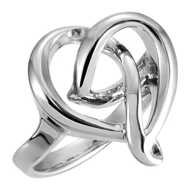 14k White 16 Mm Freeform Heart Ring
