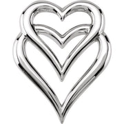 14k White Double Heart Slide Pendant