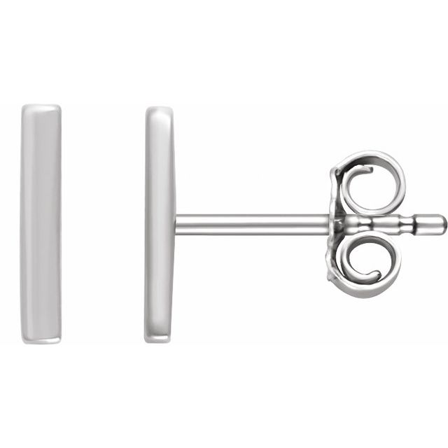 14k White Vertical Bar Earrings