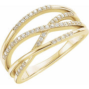 14k Yellow 1/5 Ctw Natural Diamond Criss-cross Ring