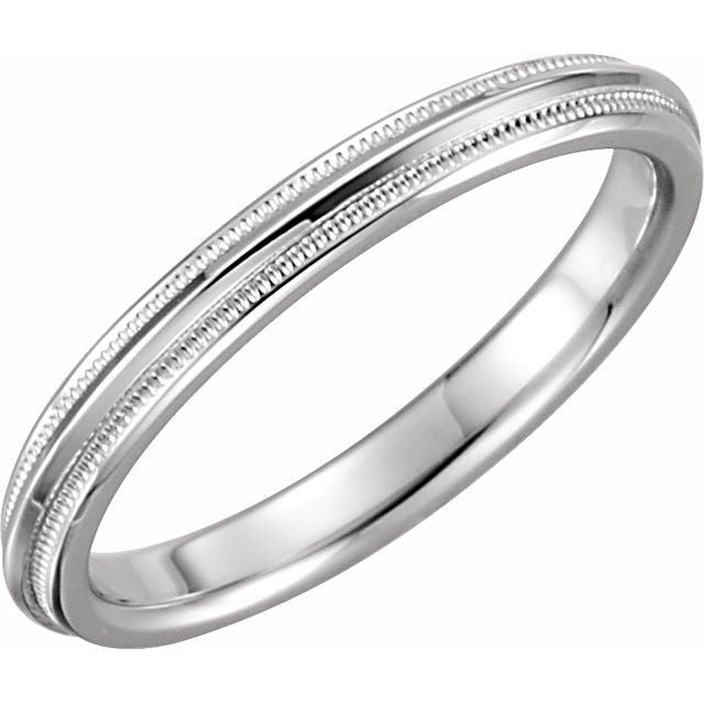 14k White 2.5 Mm Knife Edge Comfort-fit Band With Milgrain Size 7