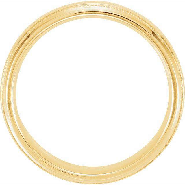 14k Yellow 6 Mm Half Round Band With Hammered Texture & Milgrain Size 7