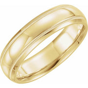 14k Yellow 6 Mm Half Round Band With Milgrain Size 10