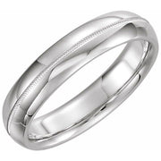 14k White 5 Mm Half Round Band With Milgrain Center Size 8