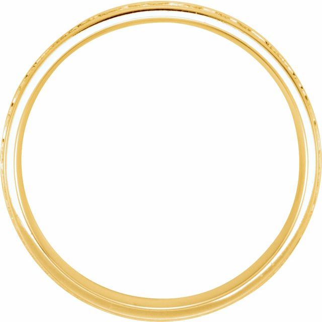 14k Yellow 5 Mm Flat Comfort-fit Band With Milgrain & Hammer Finish Size 9