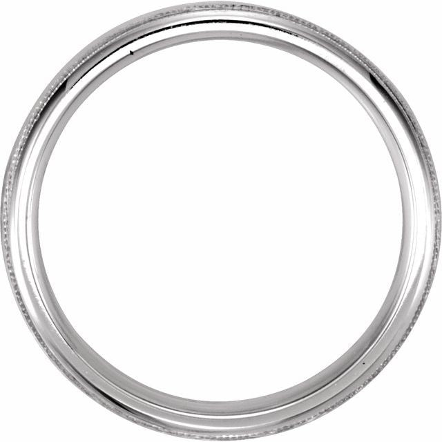 14k White 5 Mm Half Round Band With Hammered Texture & Milgrain Size 9.5