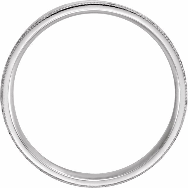 14k White 5 Mm Flat Hammered Milgrain Edge Comfort-fit Band Size 8.5