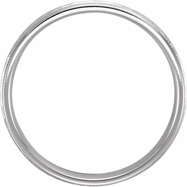 14k White 5 Mm Flat Comfort-fit Band With Milgrain & Hammer Finish Size 9