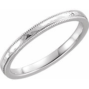 Sterling Silver 2 mm Flat Hammered Milgrain Edge Comfort-Fit Band Size 7