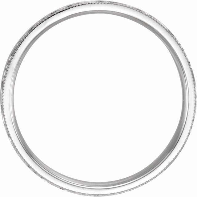 14k White 4 Mm Flat Hammered Milgrain Edge Comfort-fit Band Size 6