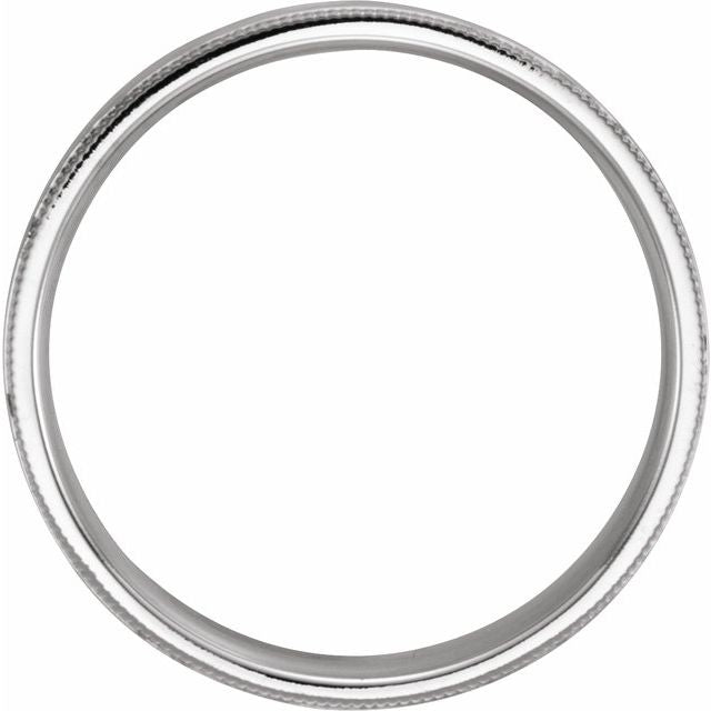 14k White 6 Mm Flat Hammered Milgrain Edge Comfort-fit Band Size 12