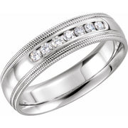 14k White 1/4 Ctw Natural Diamond Double Milgrain Size 7
