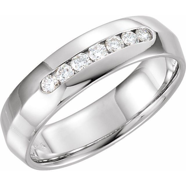 14k White 1/4 Ctw Natural Diamond Knife-edge Comfort-fit Band Size 9