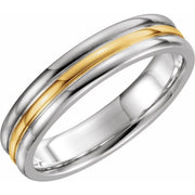 14k White/yellow/white 5 Mm Grooved Band Size 9.5