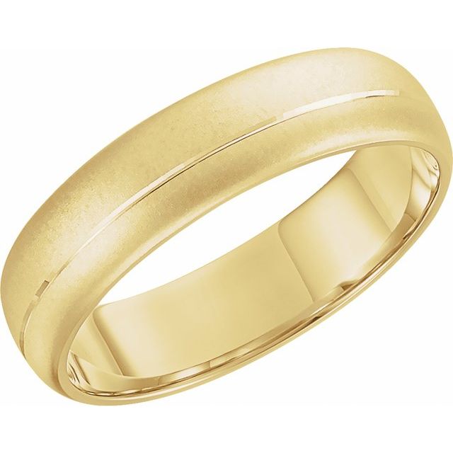 14k Yellow 6 Mm Grooved Band With Beadblast Finish  Size 10