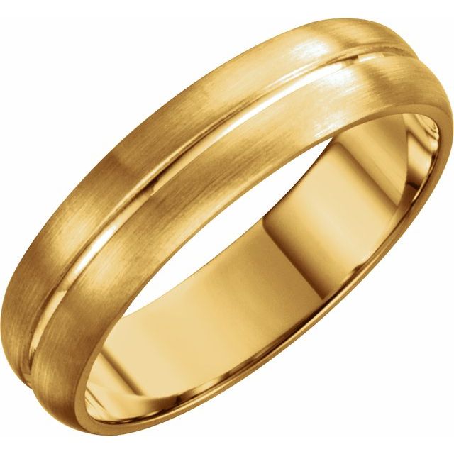 14k Yellow 5 Mm Grooved Band With Brush Finish Size 7
