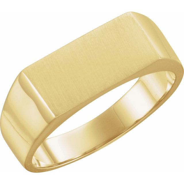 14K Yellow Rectangle Signet Ring
