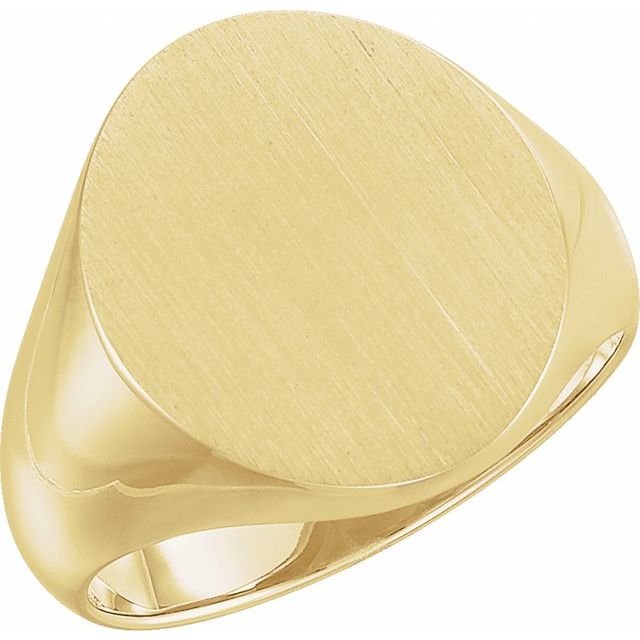 14K Yellow 18x16 mm Oval Signet Ring