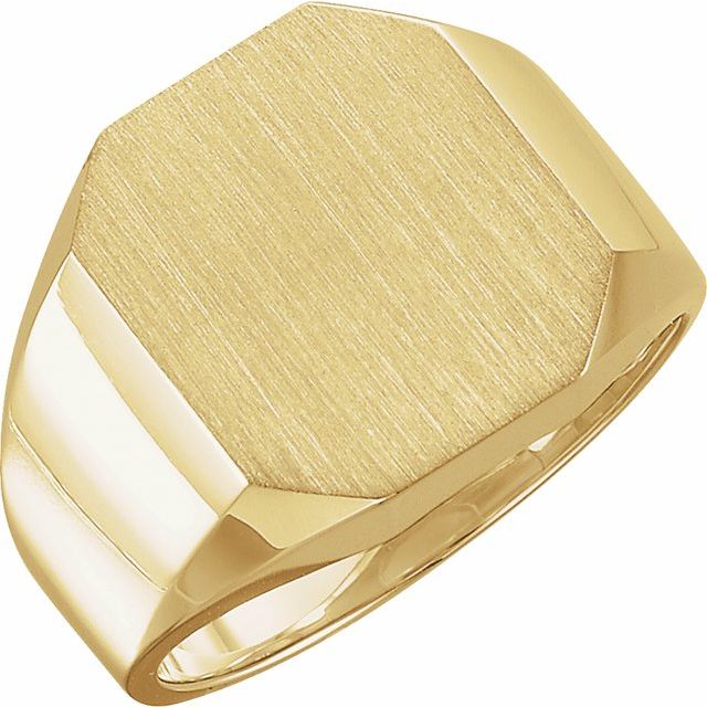 14k Yellow Octagon Signet Ring
