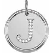 14K White .06 CTW Natural Diamond Posh Mommy® Initial J Pendant